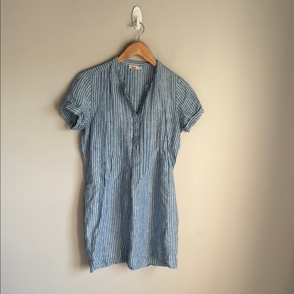 Faherty Gemina Blue Striped Linen Mini Dress XS - Picture 2 of 12